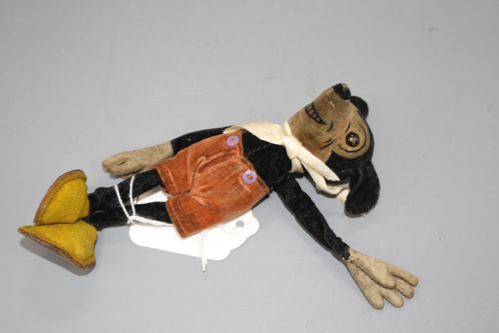 A Deans Mickey Mouse c.1930, good condition, no whiskers and slightly faded